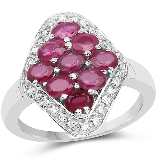 2.12 Carat Genuine Glass Filled Ruby &amp; White Zircon .925 Sterling Silver Ring by Bids.com