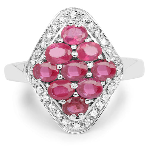 2.12 Carat Genuine Glass Filled Ruby &amp; White Zircon .925 Sterling Silver Ring by Bids.com