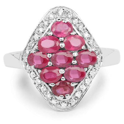 2.12 Carat Genuine Glass Filled Ruby &amp; White Zircon .925 Sterling Silver Ring by Bids.com