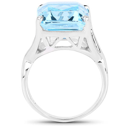14.20 Carat Genuine Blue Topaz .925 Sterling Silver Ring by Bids.com