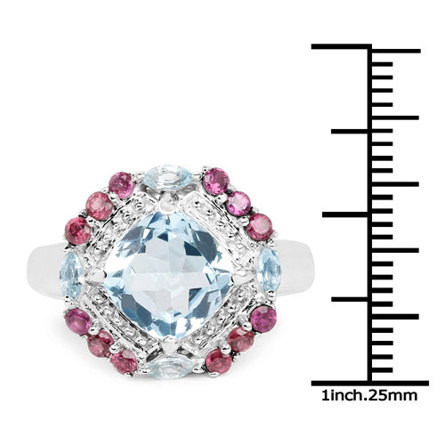 4.73 Carat Genuine Blue Topaz and Rhodolite .925 Sterling Silver Ring by Bids.com