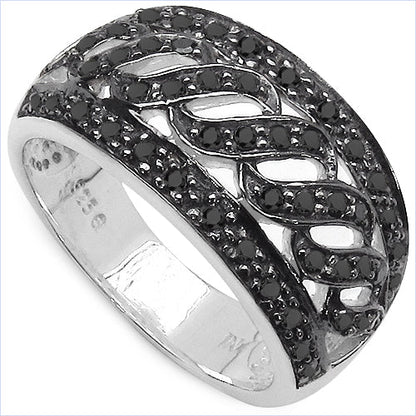 0.54 Carat Genuine Black Diamond .925 Sterling Silver Ring by Bids.com