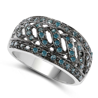 0.60 Carat Genuine Blue Diamond .925 Sterling Silver Ring by Bids.com