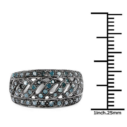 0.60 Carat Genuine Blue Diamond .925 Sterling Silver Ring by Bids.com