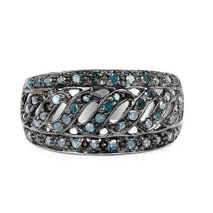 0.60 Carat Genuine Blue Diamond .925 Sterling Silver Ring by Bids.com