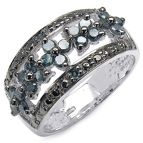 0.62 Carat Genuine Blue Diamond .925 Sterling Silver Ring by Bids.com