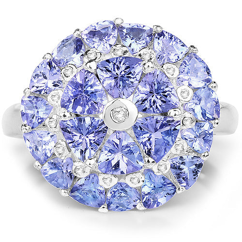 2.96 Carat Genuine Tanzanite and White Diamond .925 Sterling Silver Ring by Bids.com