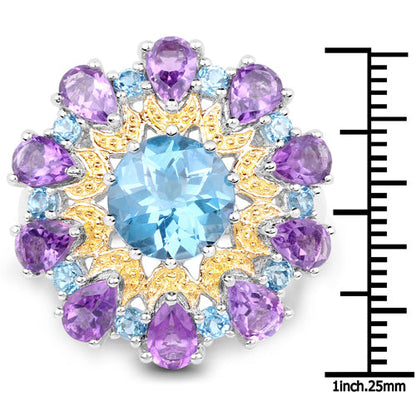 8.86 Carat Genuine London Blue Topaz and Amethyst .925 Sterling Silver Ring by Bids.com