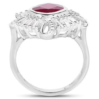 2.66 Carat Glass Filled Ruby and White Topaz .925 Sterling Silver Ring by Bids.com
