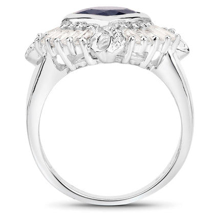 3.06 Carat Glass Filled Sapphire and White Topaz .925 Sterling Silver Ring by Bids.com