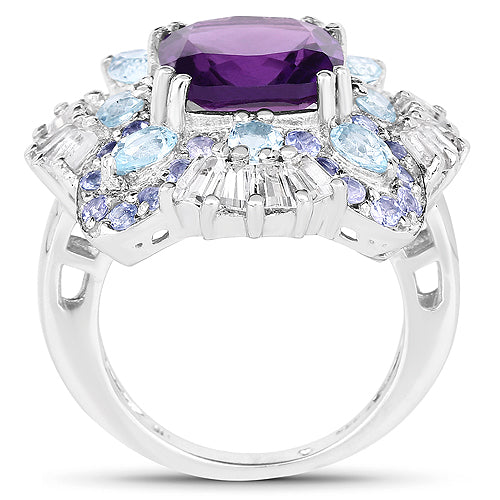 8.38 Carat Genuine Multi Stones .925 Sterling Silver Ring by Bids.com