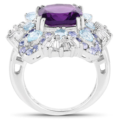 8.38 Carat Genuine Multi Stones .925 Sterling Silver Ring by Bids.com