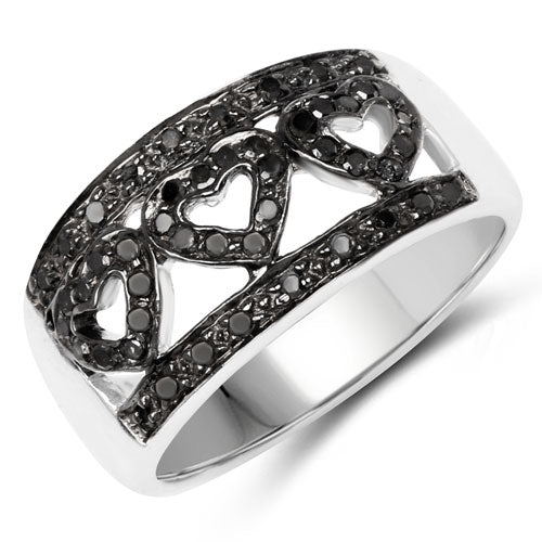 0.32 Carat Genuine Black Diamond .925 Sterling Silver Ring by Bids.com