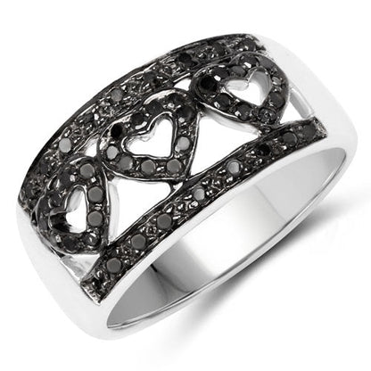 0.32 Carat Genuine Black Diamond .925 Sterling Silver Ring by Bids.com