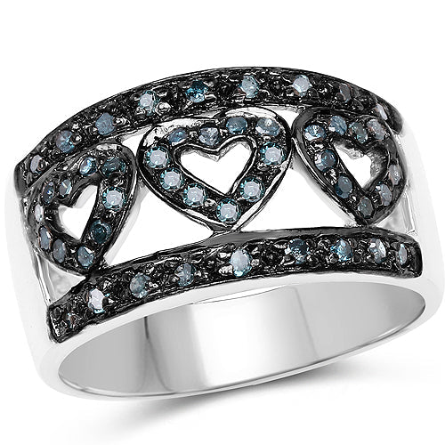 0.32 Carat Genuine Blue Diamond .925 Sterling Silver Ring by Bids.com