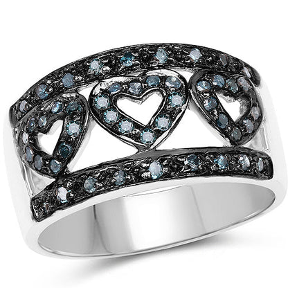 0.32 Carat Genuine Blue Diamond .925 Sterling Silver Ring by Bids.com