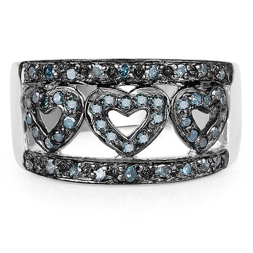 0.32 Carat Genuine Blue Diamond .925 Sterling Silver Ring by Bids.com