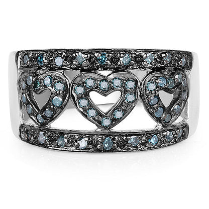 0.32 Carat Genuine Blue Diamond .925 Sterling Silver Ring by Bids.com