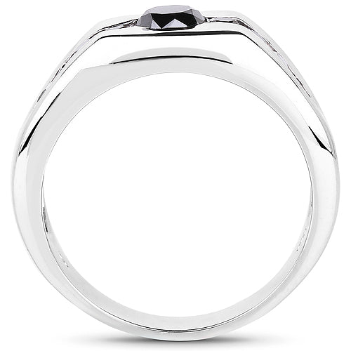 0.74 Carat Genuine Black Diamond .925 Sterling Silver Ring by Bids.com