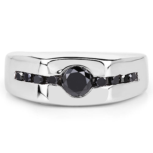 0.74 Carat Genuine Black Diamond .925 Sterling Silver Ring by Bids.com