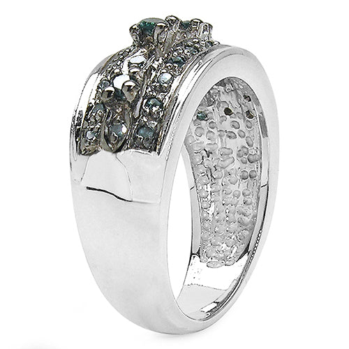 0.27 Carat Genuine Blue Diamond .925 Sterling Silver Ring by Bids.com