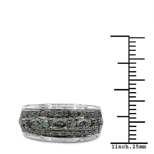 0.27 Carat Genuine Blue Diamond .925 Sterling Silver Ring by Bids.com