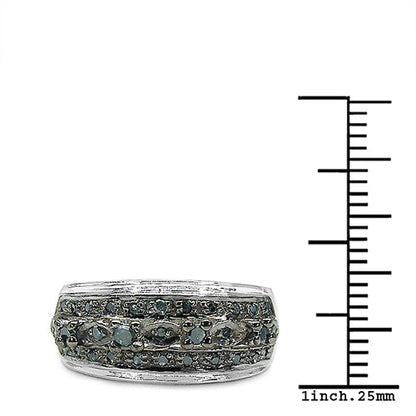 0.27 Carat Genuine Blue Diamond .925 Sterling Silver Ring by Bids.com