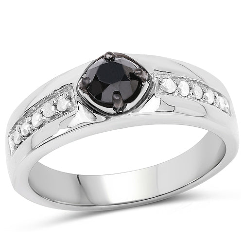 0.65 Carat Genuine Black Diamond and White Diamond .925 Sterling Silver Ring by Bids.com