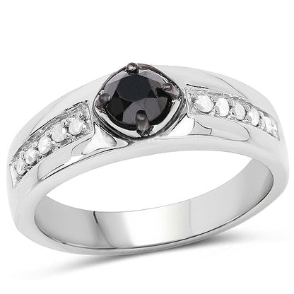 0.65 Carat Genuine Black Diamond and White Diamond .925 Sterling Silver Ring by Bids.com