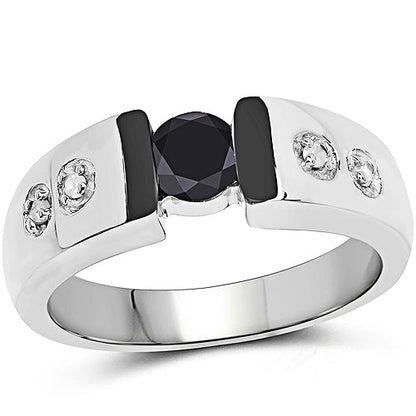 0.56 Carat Genuine Black Diamond and White Diamond .925 Sterling Silver Ring by Bids.com