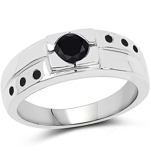 0.56 Carat Genuine Black Diamond .925 Sterling Silver Ring by Bids.com