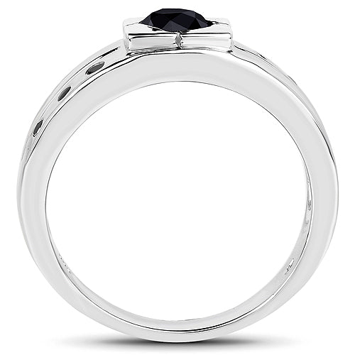 0.56 Carat Genuine Black Diamond .925 Sterling Silver Ring by Bids.com