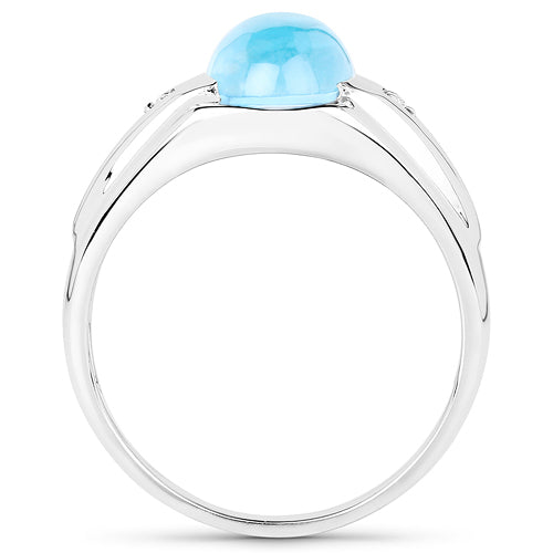 3.67 Carat Genuine Swiss Blue Topaz and White Topaz .925 Sterling Silver Ring by Bids.com