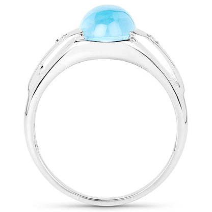 3.67 Carat Genuine Swiss Blue Topaz and White Topaz .925 Sterling Silver Ring by Bids.com