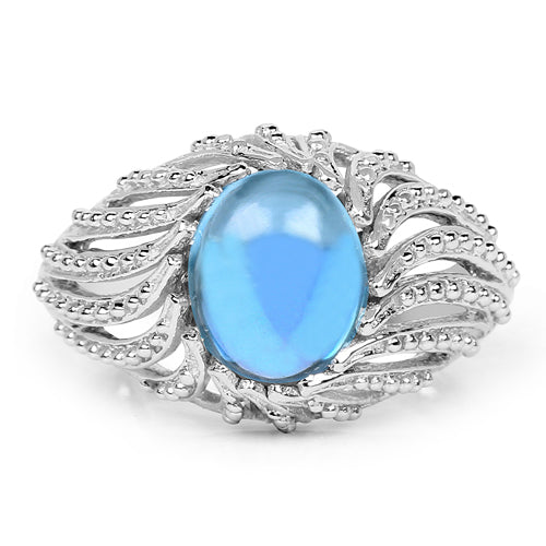 3.65 Carat Genuine Swiss Blue Topaz .925 Sterling Silver Ring by Bids.com