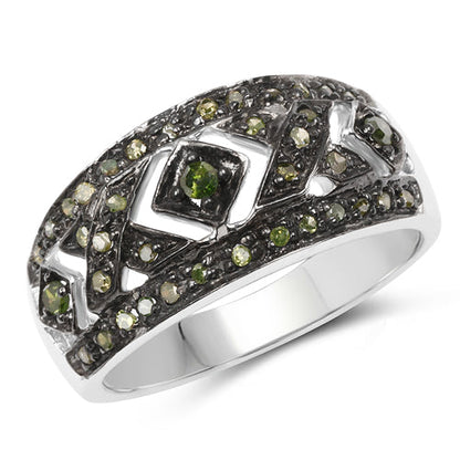 0.27 Carat Genuine Green Diamond .925 Sterling Silver Ring by Bids.com