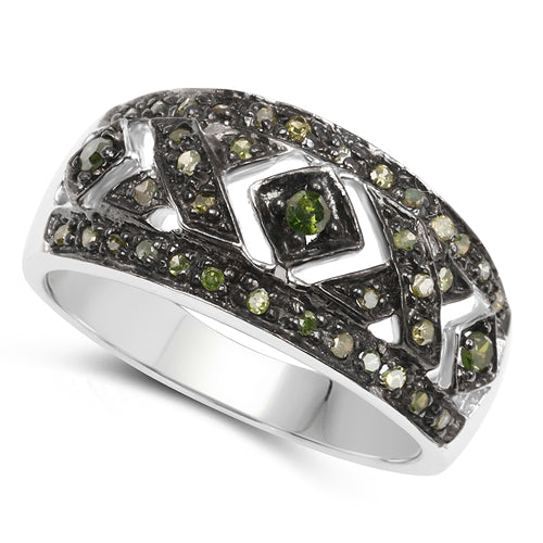 0.27 Carat Genuine Green Diamond .925 Sterling Silver Ring by Bids.com