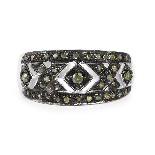 0.27 Carat Genuine Green Diamond .925 Sterling Silver Ring by Bids.com