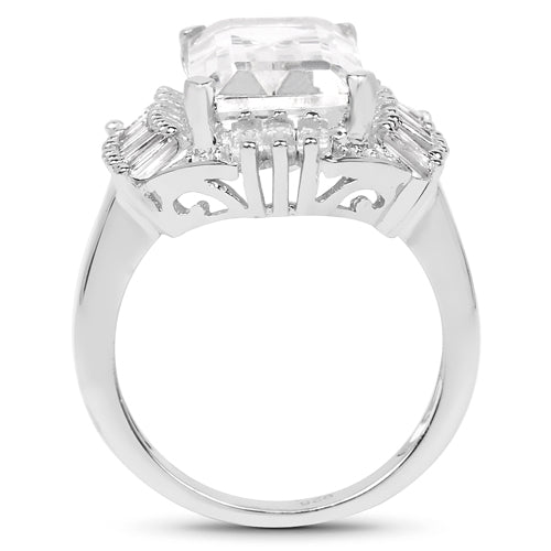 9.77 Carat Genuine Crystal Quartz &amp; White Topaz .925 Sterling Silver Ring by Bids.com