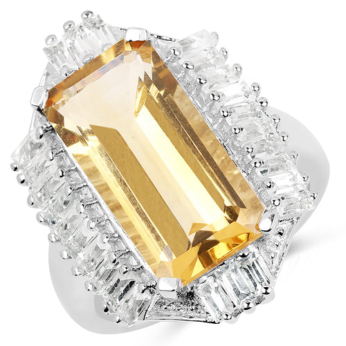 9.13 Carat Genuine Citrine &amp; White Topaz .925 Sterling Silver Ring by Bids.com