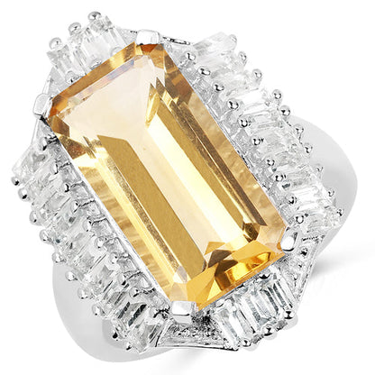 9.13 Carat Genuine Citrine &amp; White Topaz .925 Sterling Silver Ring by Bids.com
