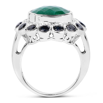 6.88 Carat Dyed Emerald &amp; Blue Sapphire .925 Sterling Silver Ring by Bids.com