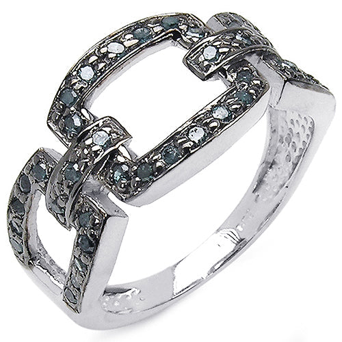0.36 Carat Genuine Blue Diamond .925 Sterling Silver Ring by Bids.com