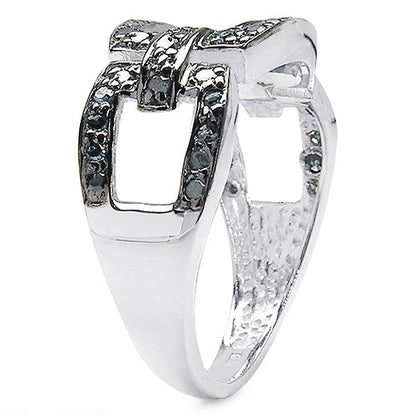 0.36 Carat Genuine Blue Diamond .925 Sterling Silver Ring by Bids.com