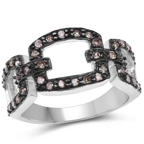 0.32 Carat Genuine Champagne Diamond .925 Sterling Silver Ring by Bids.com