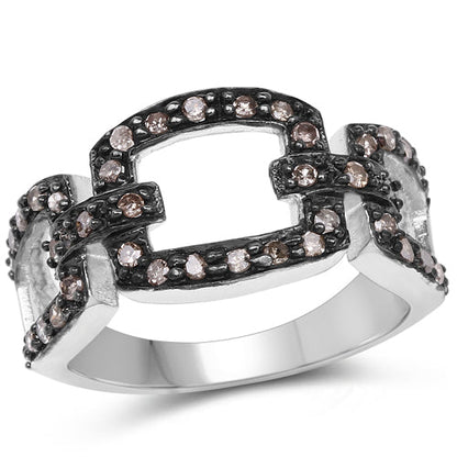0.32 Carat Genuine Champagne Diamond .925 Sterling Silver Ring by Bids.com