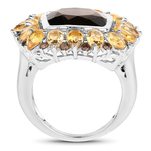 9.16 Carat Genuine Smoky Quartz &amp; Citrine .925 Sterling Silver Ring by Bids.com