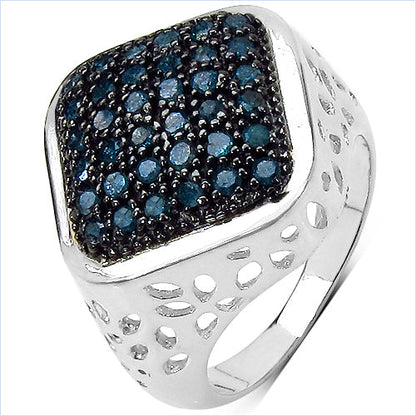 0.54 Carat Genuine Blue Diamond .925 Sterling Silver Ring by Bids.com