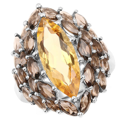 6.20 Carat Genuine Citrine &amp; Smoky Quartz .925 Sterling Silver Ring by Bids.com