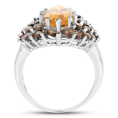 6.20 Carat Genuine Citrine &amp; Smoky Quartz .925 Sterling Silver Ring by Bids.com